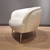 2 white leather armchairs, 1980s