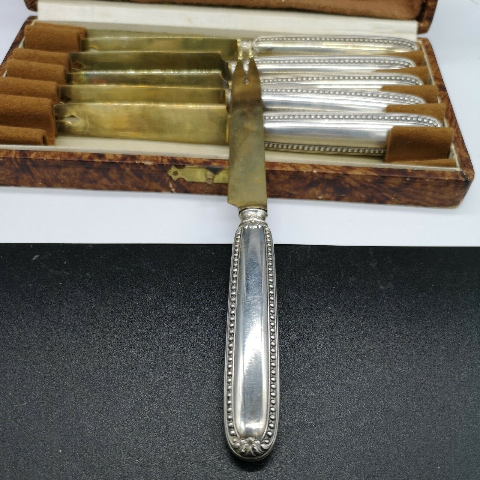 Box of 6 melon knives handle in silver Ernest Prost