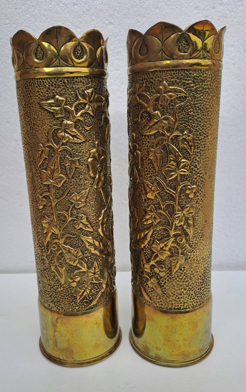 Pair of brass vases