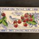 Gien cake dish, blue bird and fruit, design Isabelle de Borchgrave