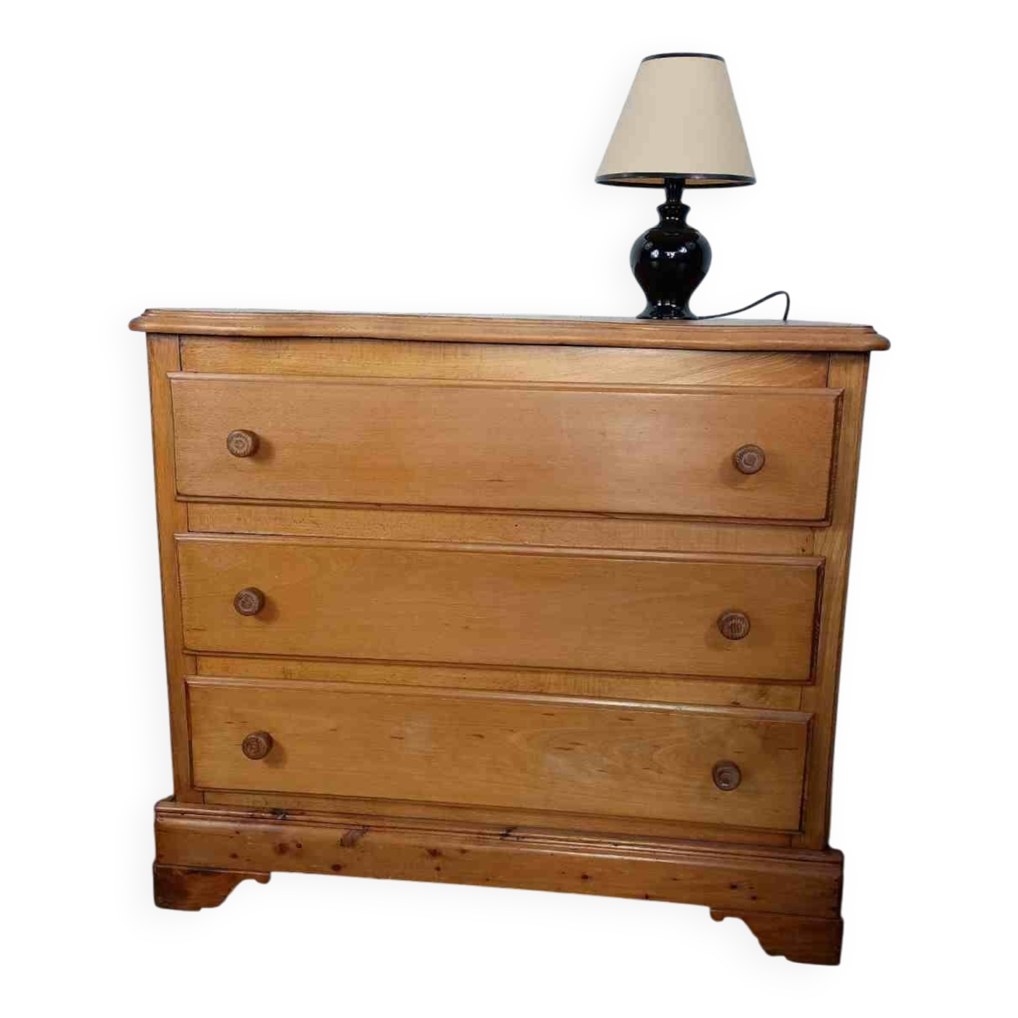 1980s wooden chest of drawers with three drawers