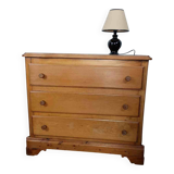 1980s wooden chest of drawers with three drawers