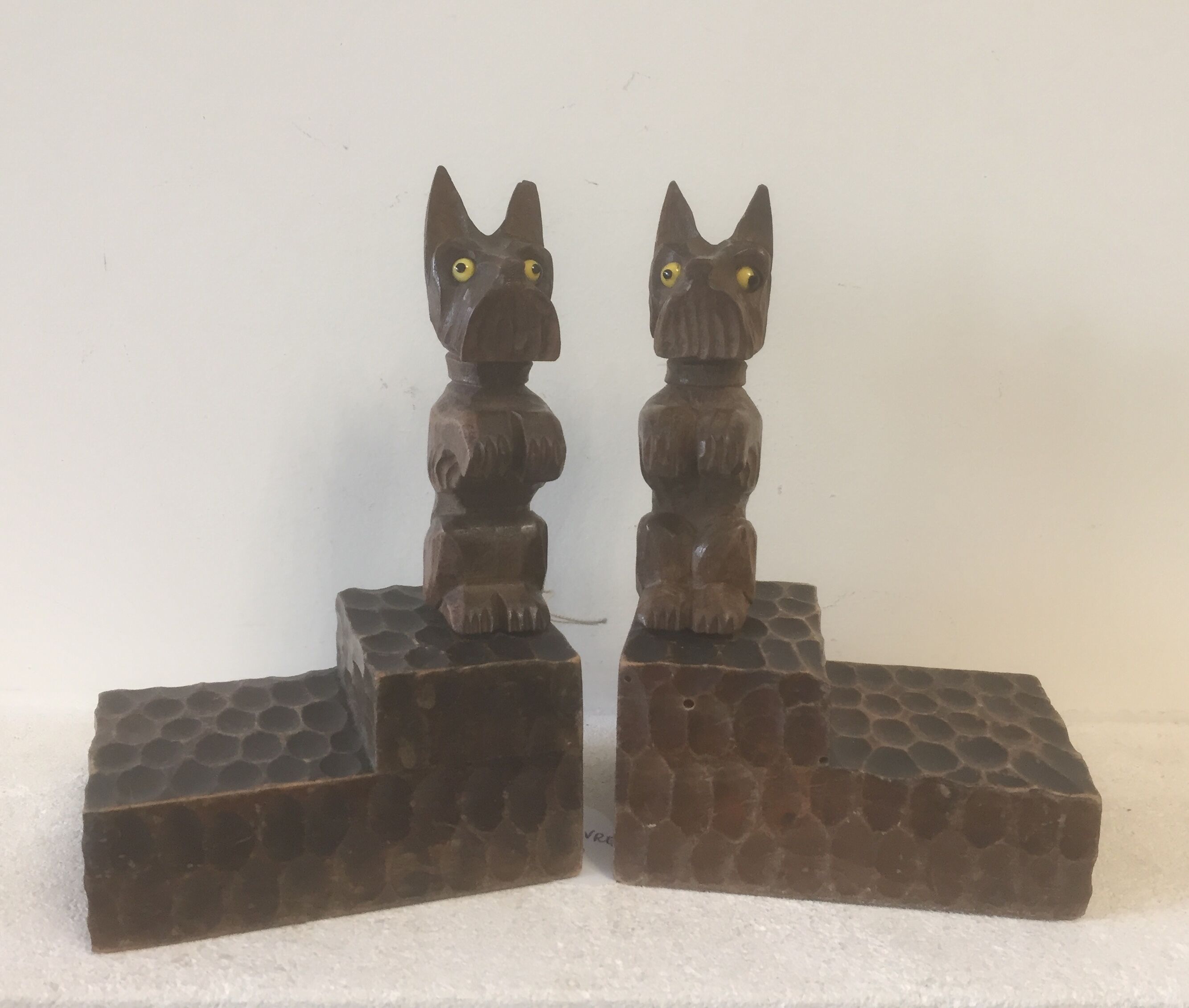 Paire de serre livres bois chiens scottish art déco