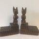 Paire de serre livres bois chiens scottish art déco