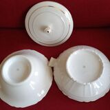 WHITE AND GOLD TUREEN AND SALAD BOWL