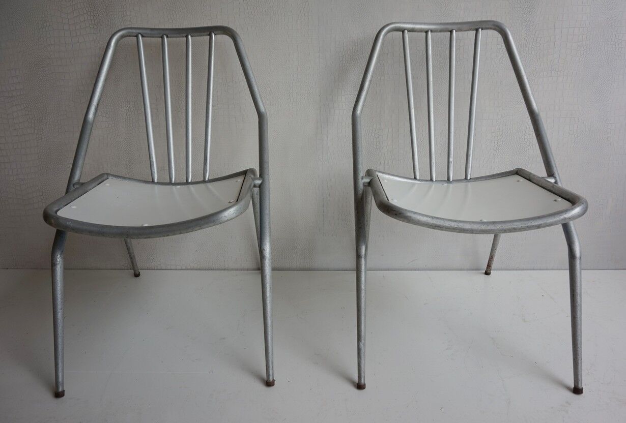 Italian Aluminum Garden Chairs from Industrie Conti Cornuda, 1940s, Set of 2