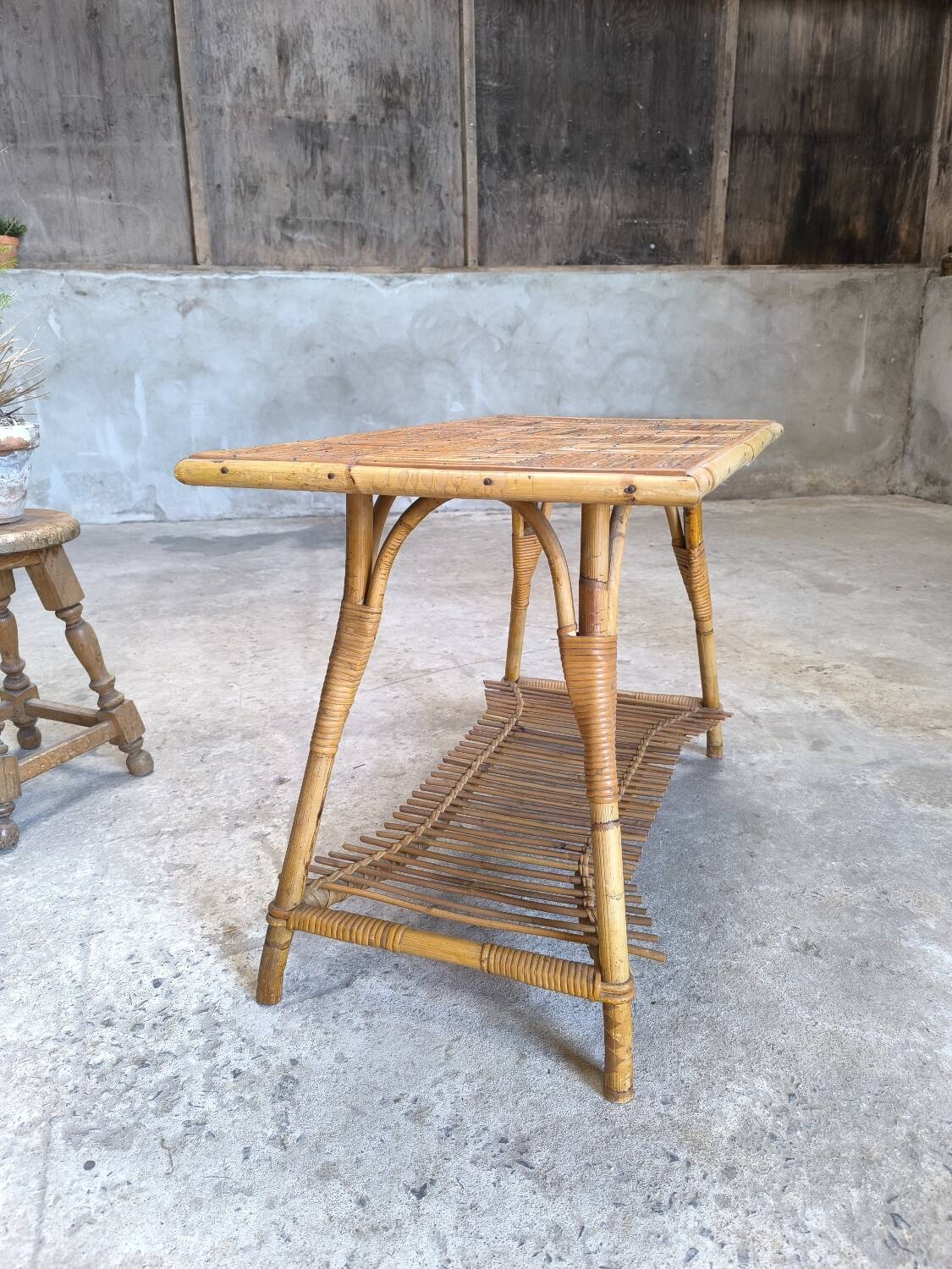 Vintage rattan coffee table