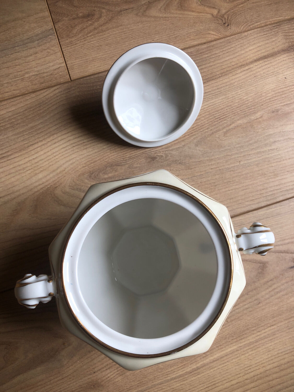 Limoges Lafarge porcelain bonbonnière or sugar bowl