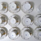 Limoges Ribes porcelain tea and coffee service, gold, silver, iridescent mother-of-pearl, Art Deco