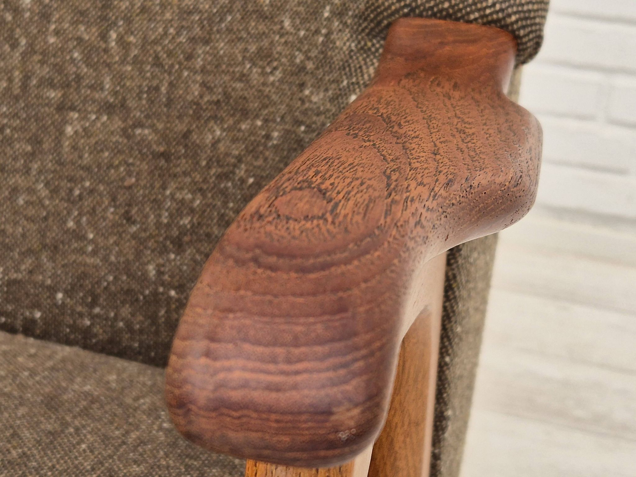 1960s, Danish armchair, furniture wool/cotton fabric, teak wood.