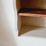 Linen-colored wooden shelf