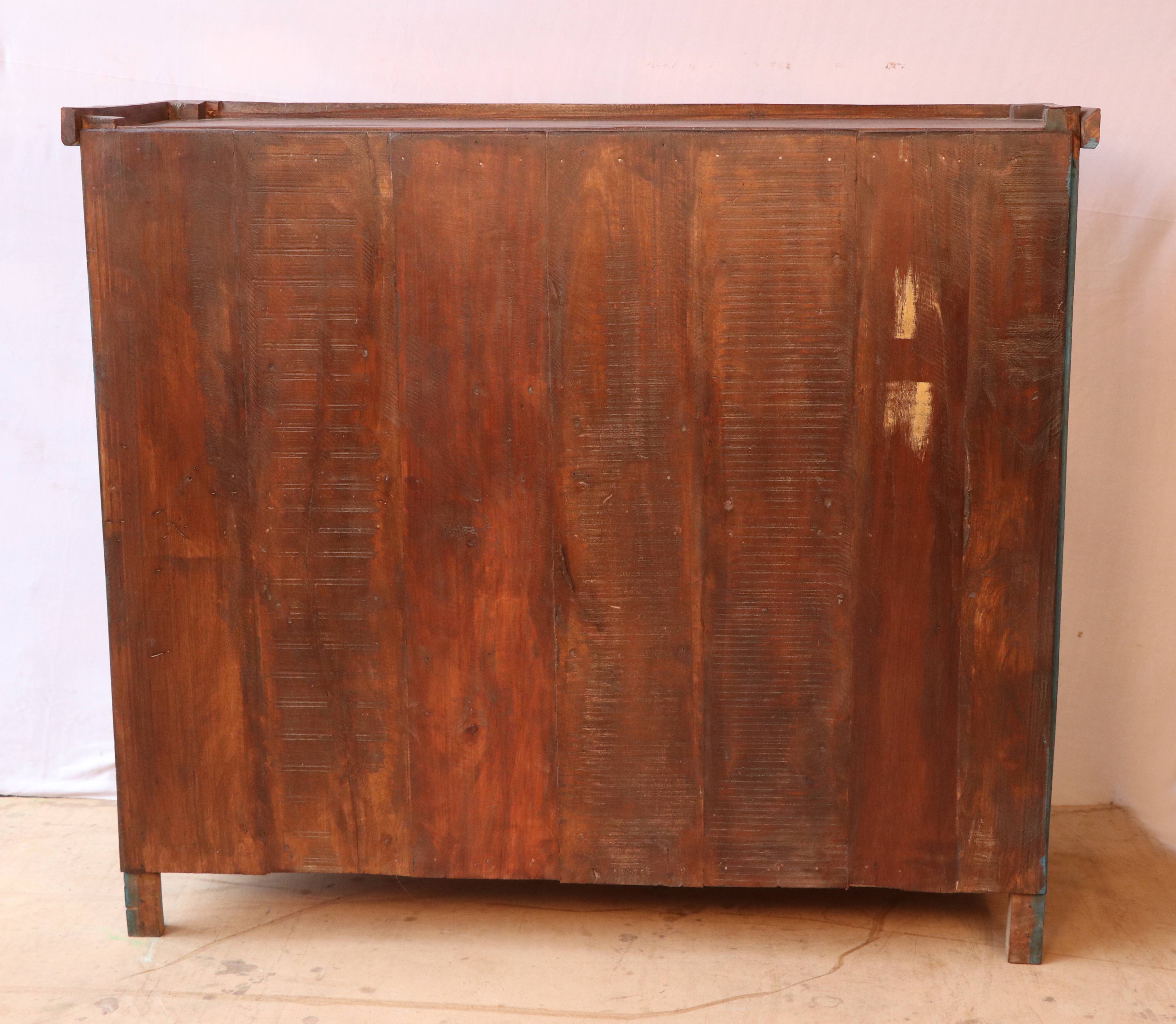 Old glazed sideboard in original blue patina Burmese teak