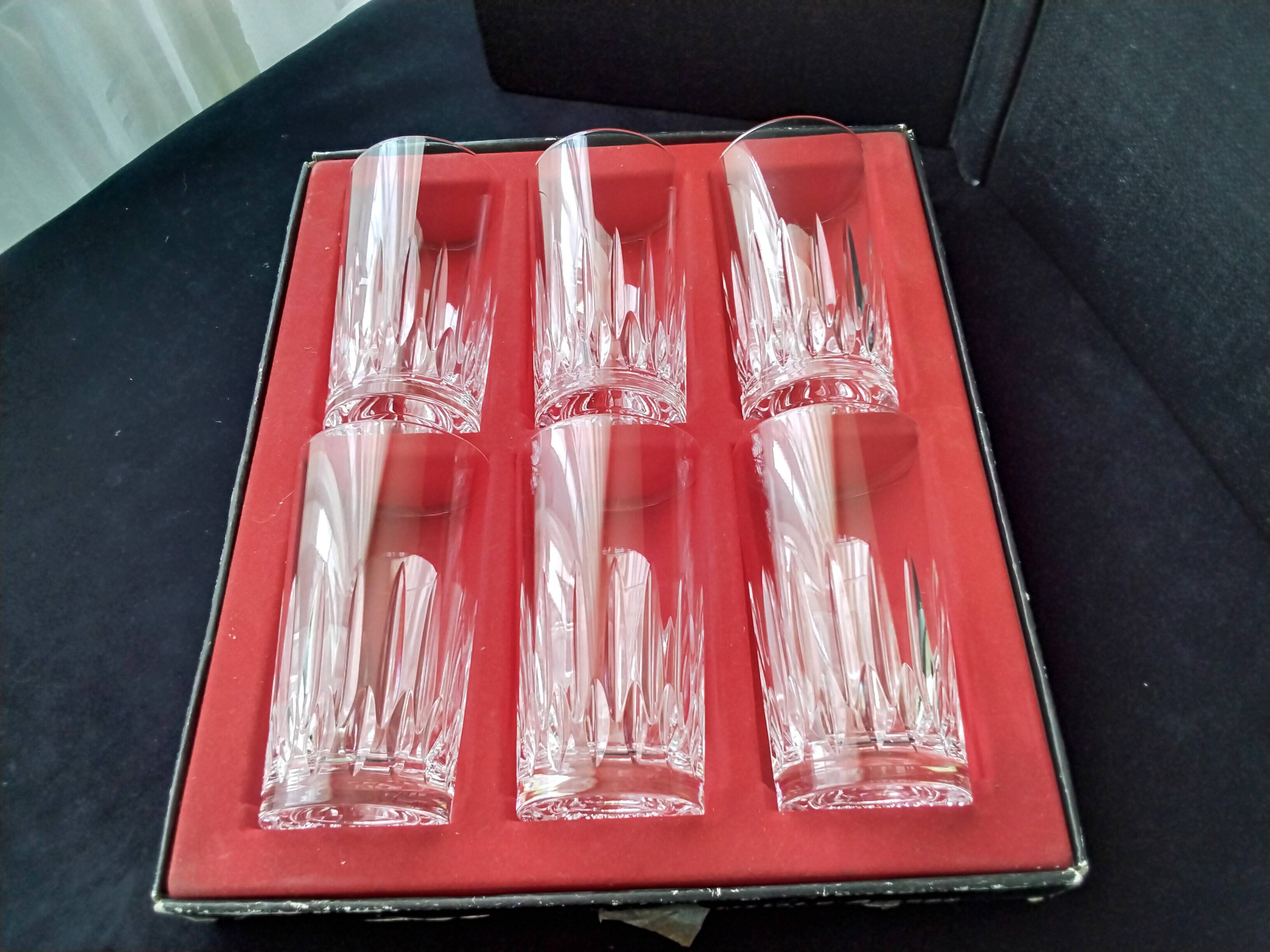 6 Arques crystal orangeade, whisky and cocktail glasses