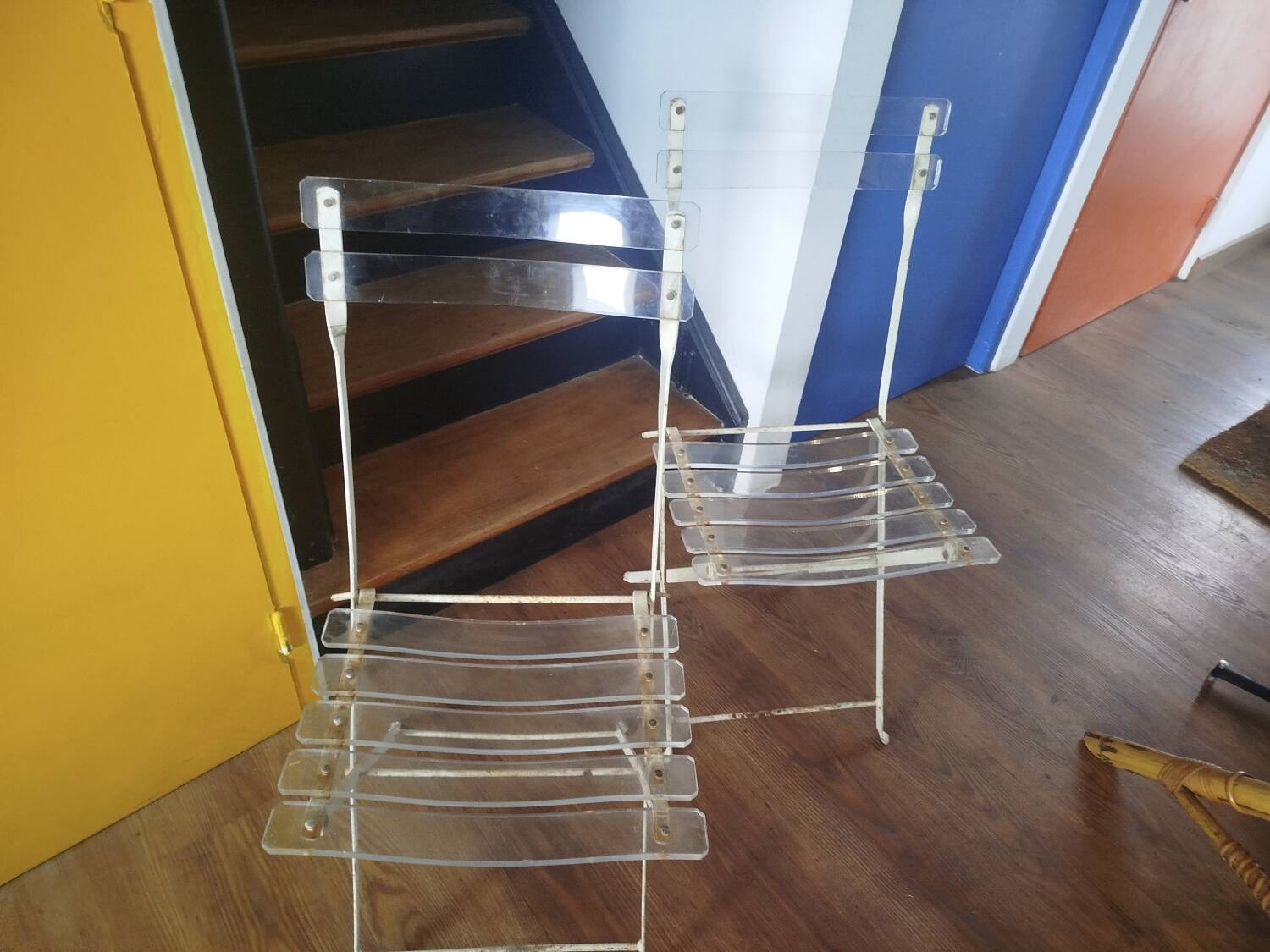 Pair of vintage folding chairs "The Invisibles" by Lebovici and Berthet