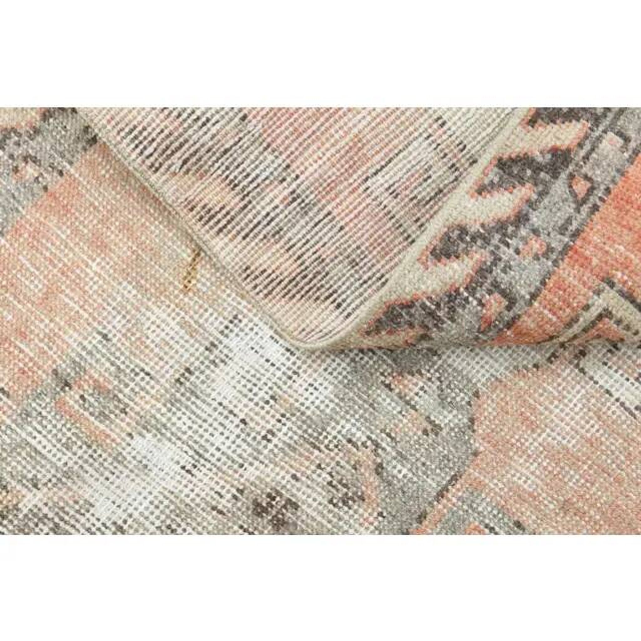 1970s Turkish Oushak Handmade Wool Cotton Orange Runner Rug 85x266