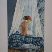 Nadine LE PRINCE: Undressed under the mosquito net, original signed lithograph