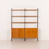 Wall unit, Scandinavian bookshelf in oak, 1970s.
