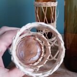 Amber glass and wicker glasses