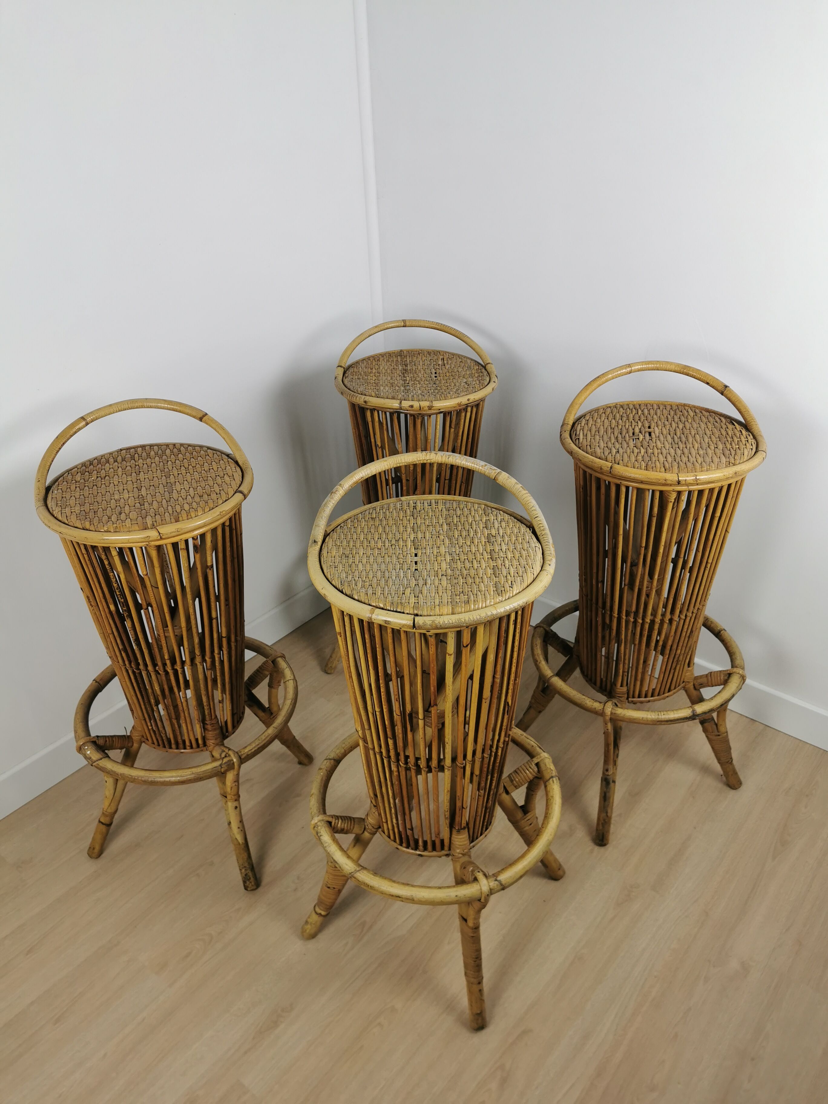 Rattan bar stools 60s