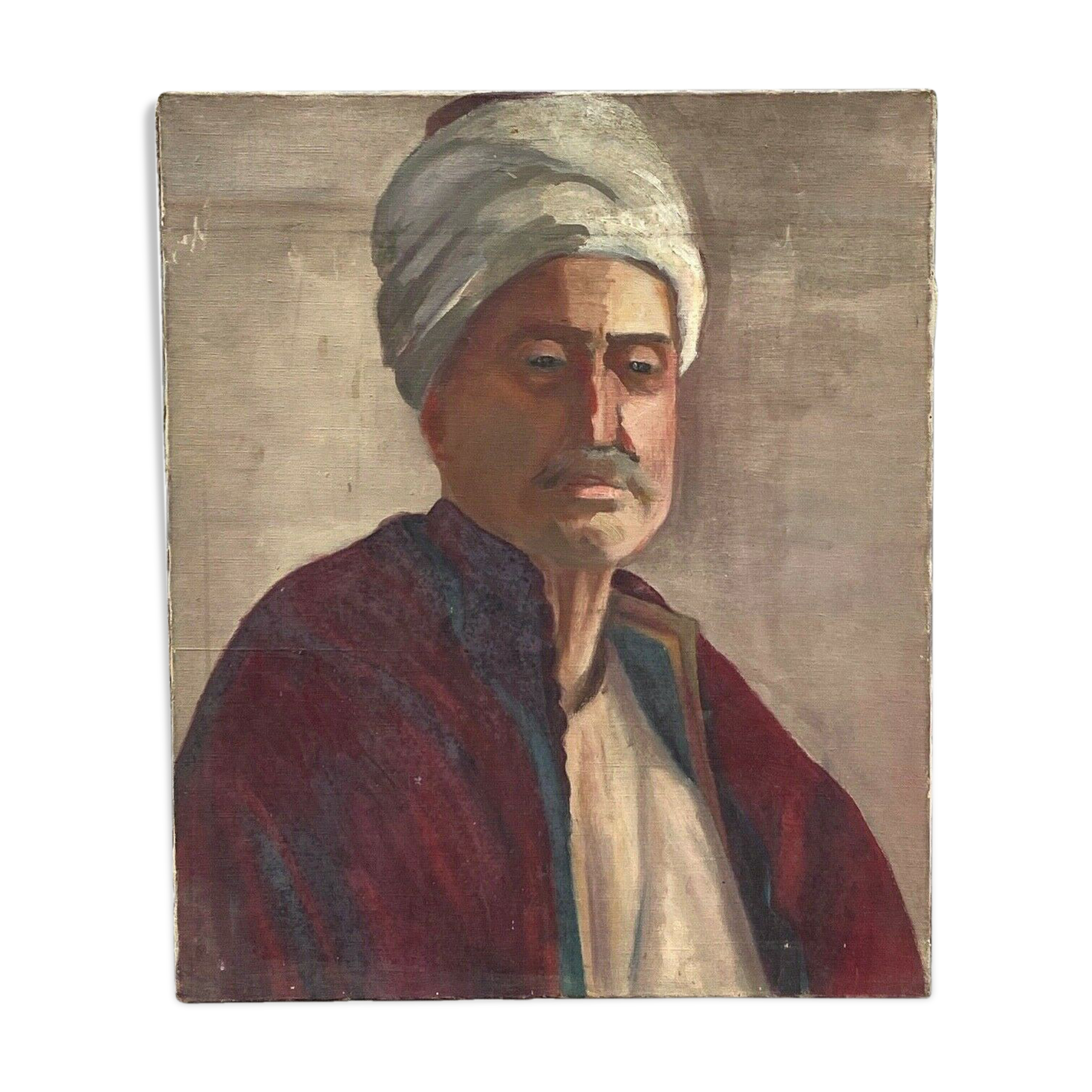 Huile toile Gabrielle Guillot de Raffaillac personnage oriental turban