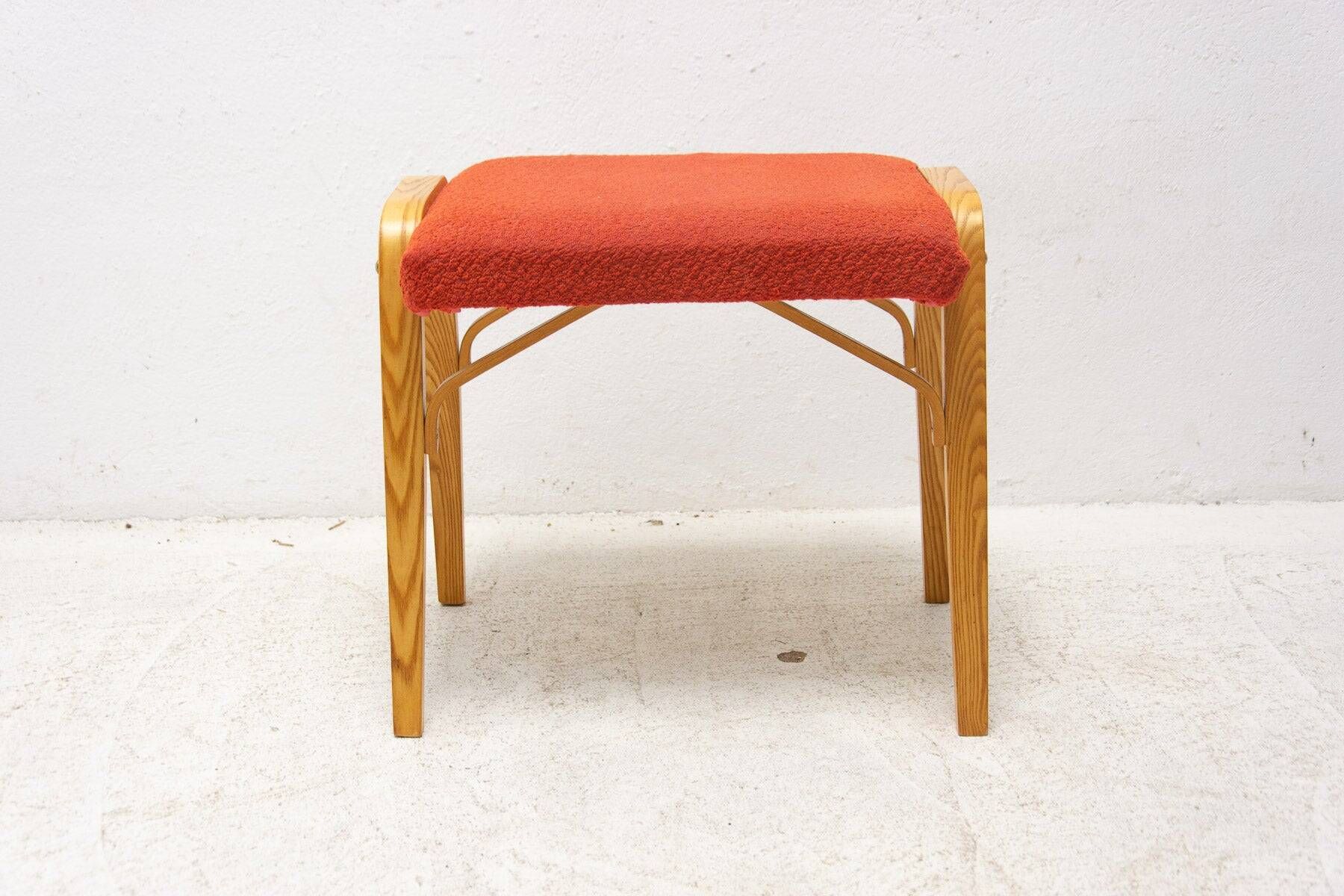 Mid-century bentwood stool by Dřevopodnik Holešov, wooden seating, 1970s