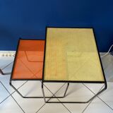 Set of Mathieu Matégot metal pull-out tables
