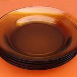 1980s Suite of 5 hollow plates Amber glass Pasari Indonesia PR-901