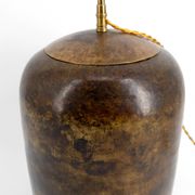 Art Deco modernist lamp in patinated brass, circa 1930.