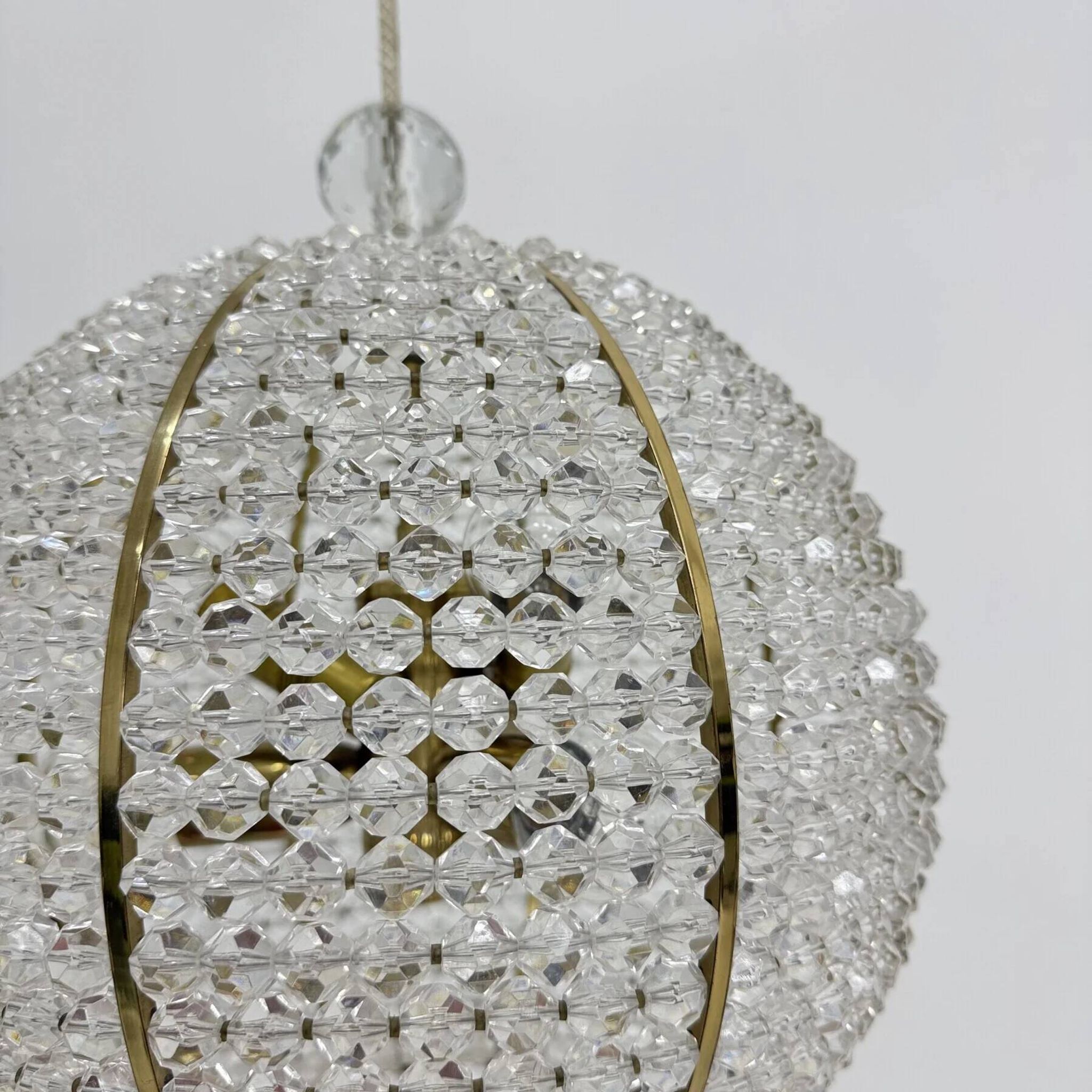 Brass & acrylic ball hanging lamp pendant by Emil Stejnar, 1950s