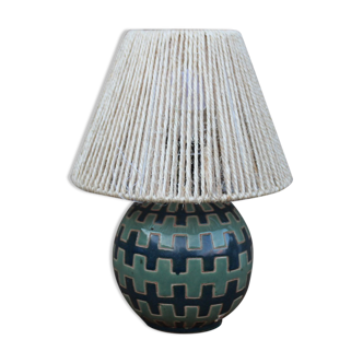 Lampe en céramique et abat-jour corde