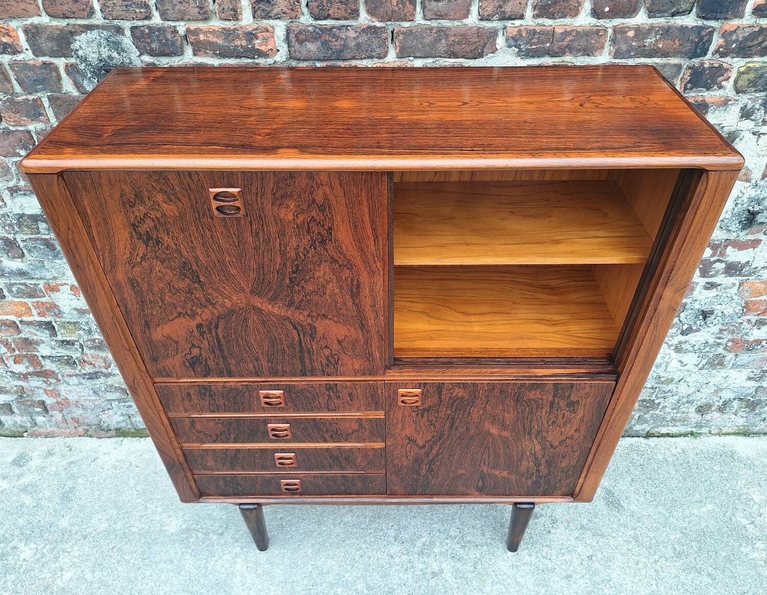 Vintage rosewood sideboard, antique secretary furniture, bookcase