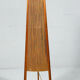 Mid-century floor lamp, sisal/teak wood, Temde, Switzerland, 1960s.