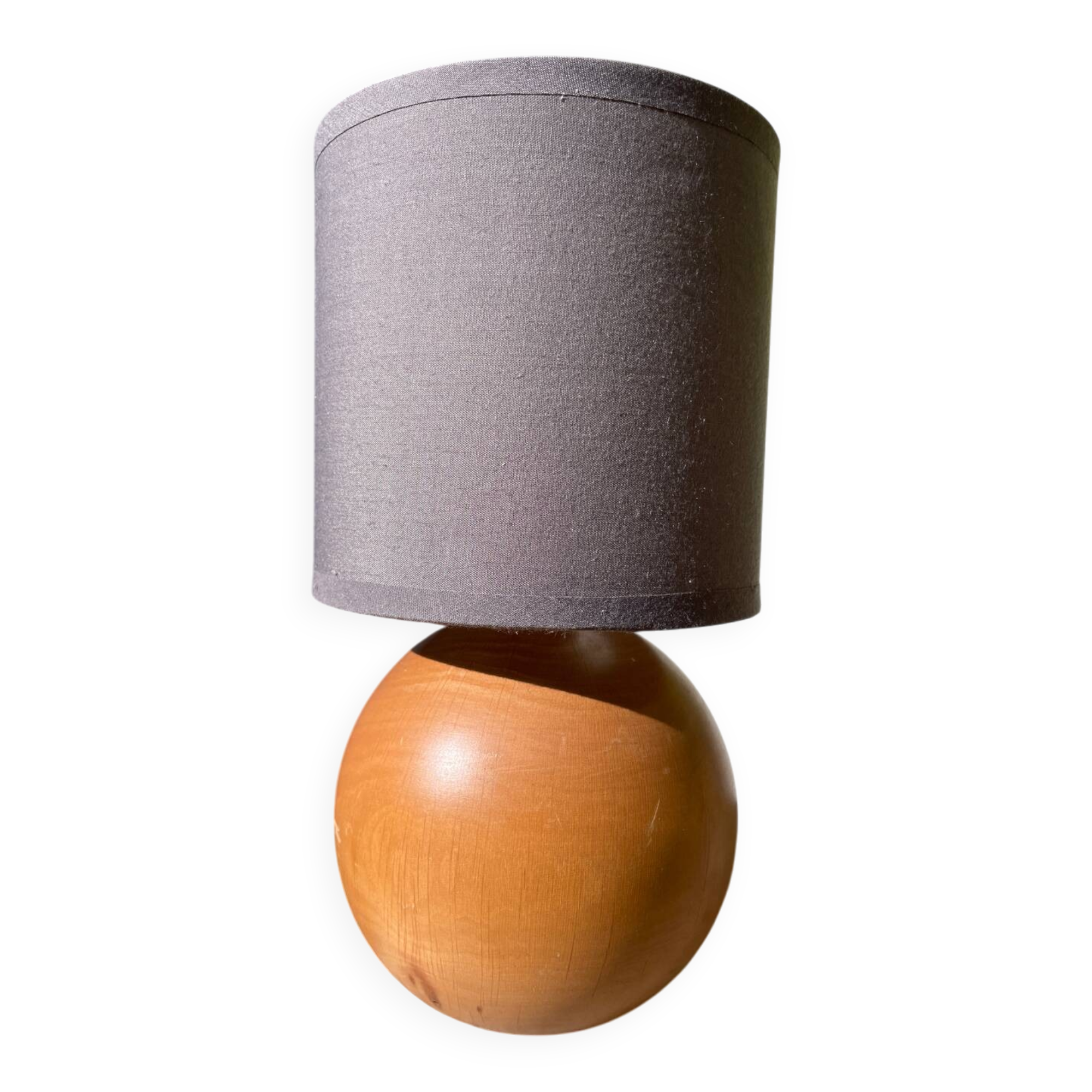 Lampe boule en bois tourné 1989o