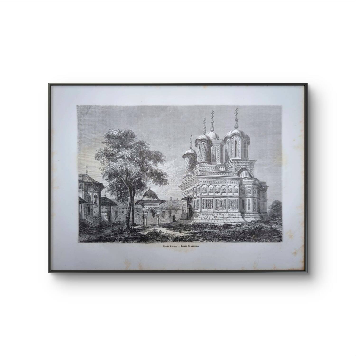 Curtea de Argeș, Romania. Printed illustration from 1866.