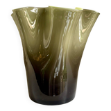 Green blown glass handkerchief vase