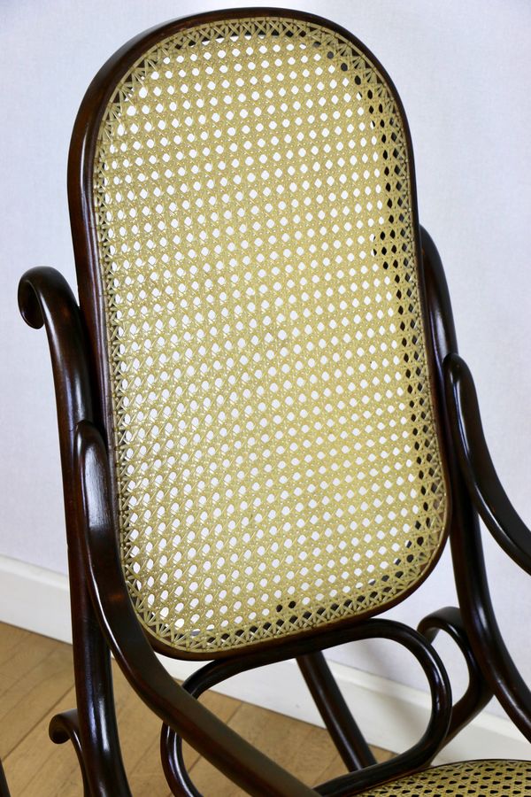 Chaise berçante sur patins, marron d'origine, années 1970 - très bon état