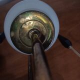 2 50s wall lights in gilded brass and opaline tulip