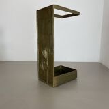 Hollywood Regency Solid 7.5kg Brass Brutalist Floral Umbrella Stand, Italy 1970s