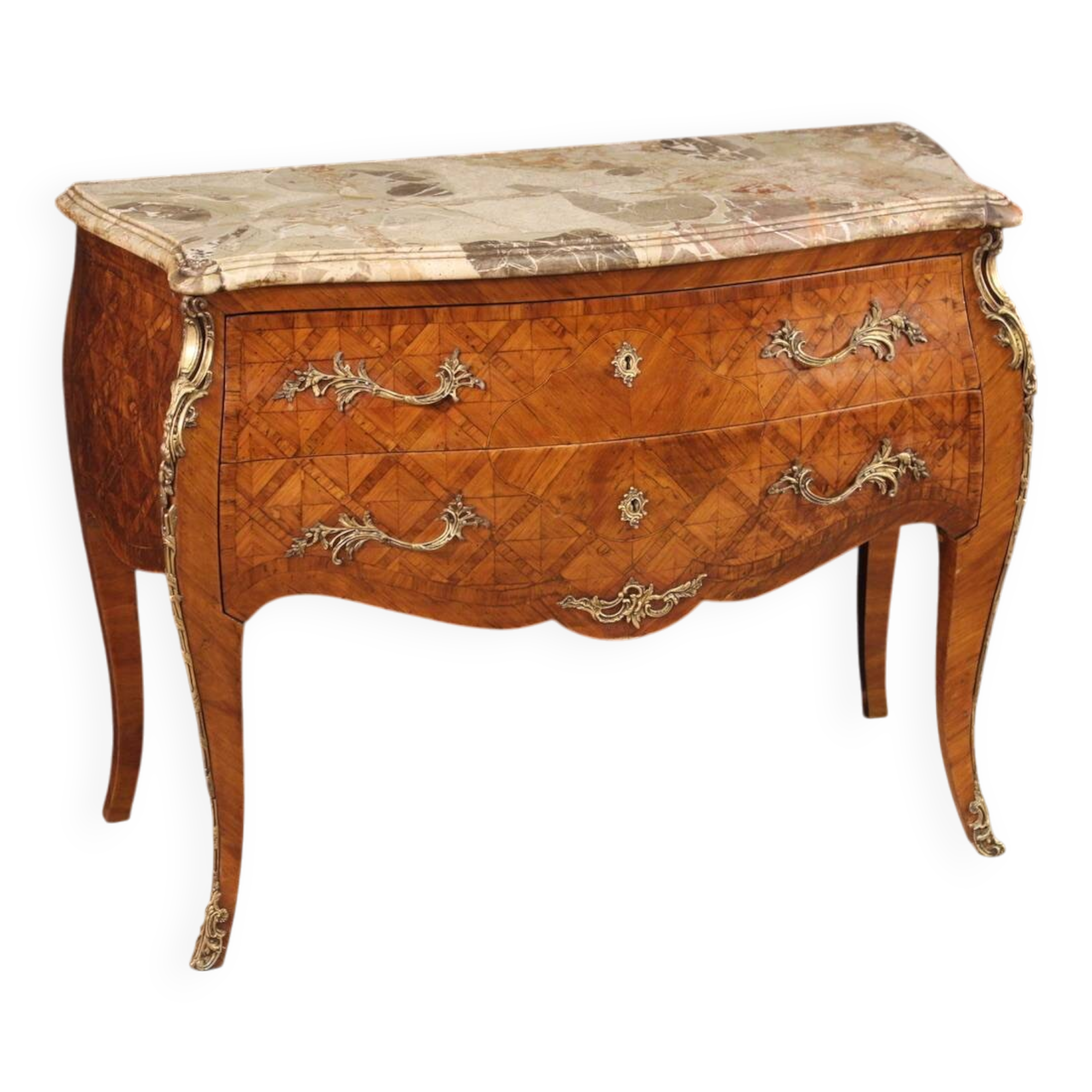 French inlaid Louis XV style chest of drawers from 20th century