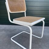 Set of 4 Cesca b32 model chairs in white by Marcel Breuer