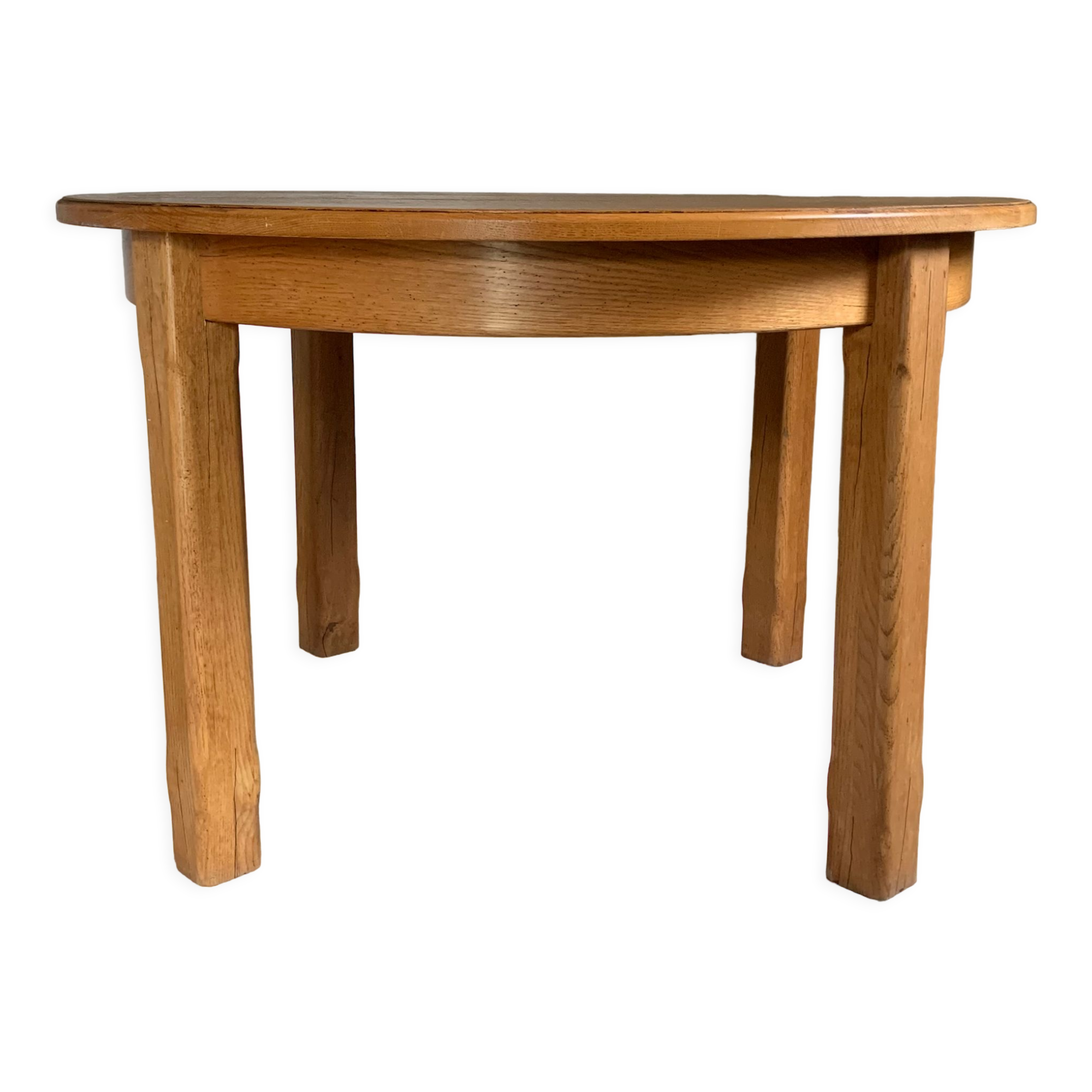 Table ronde de ferme en chêne massif vintage