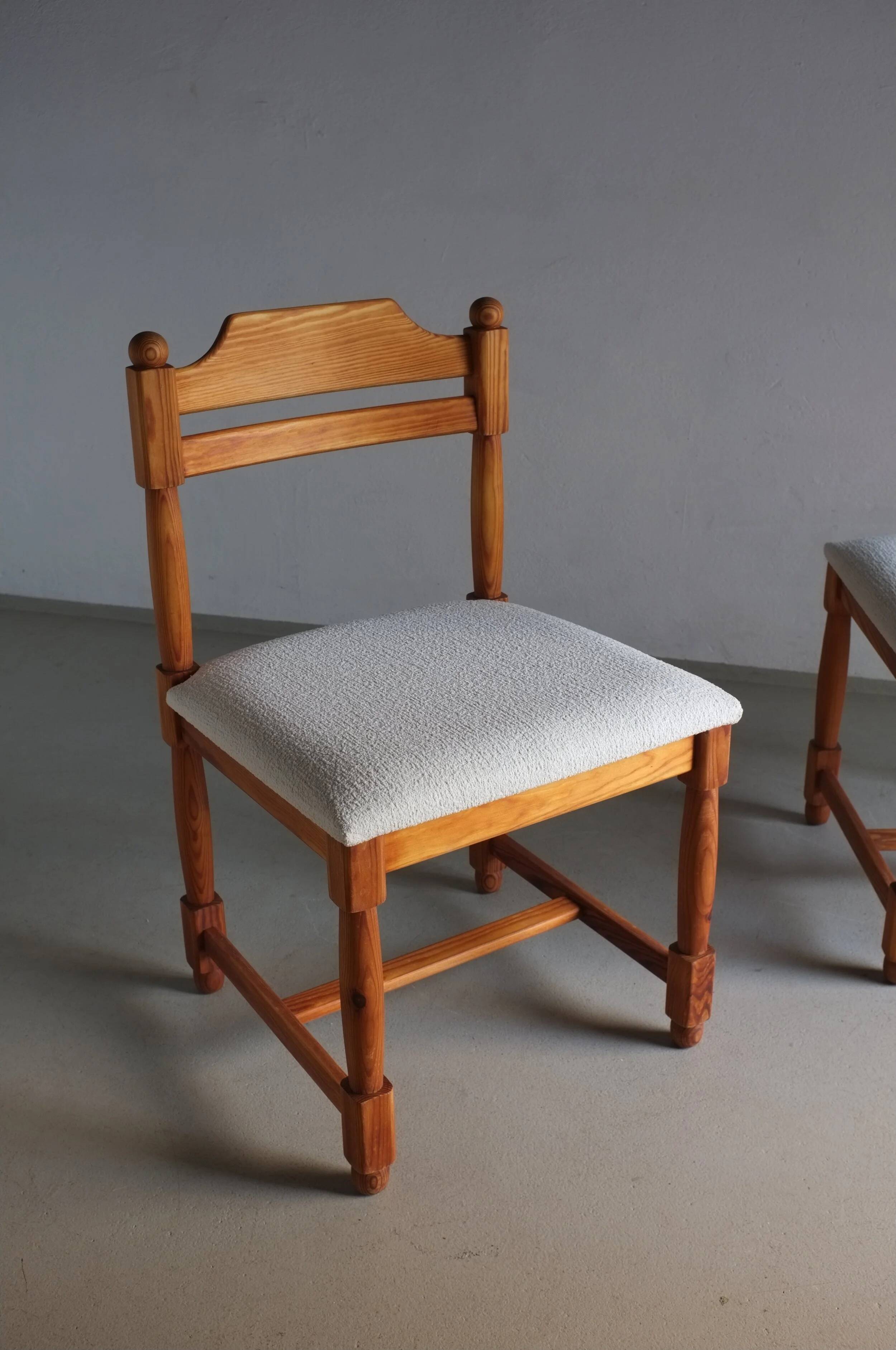 2 Carved solid pine chairs | Denmark | 1970s