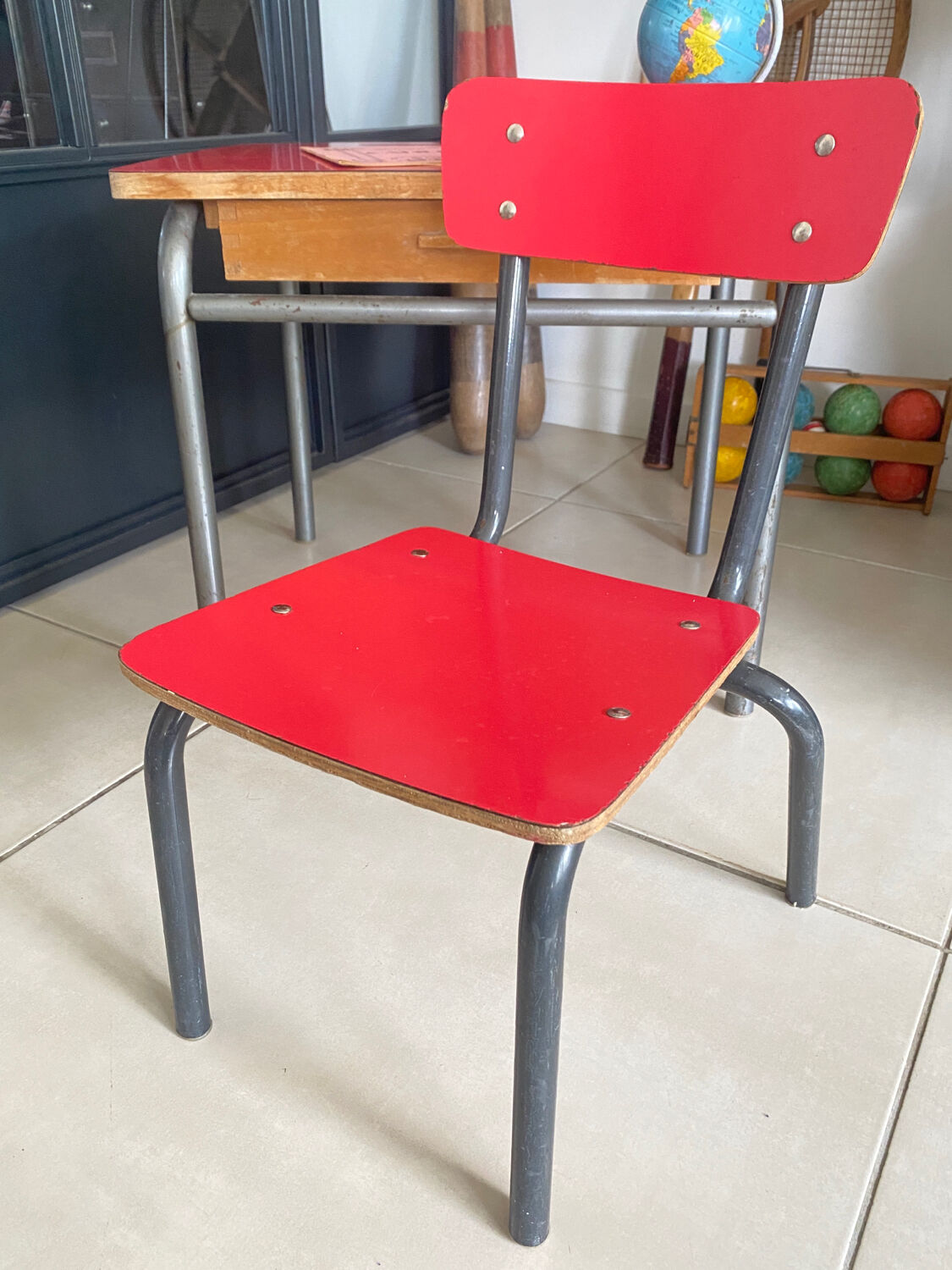 Vintage Formica children's desk and chair set
