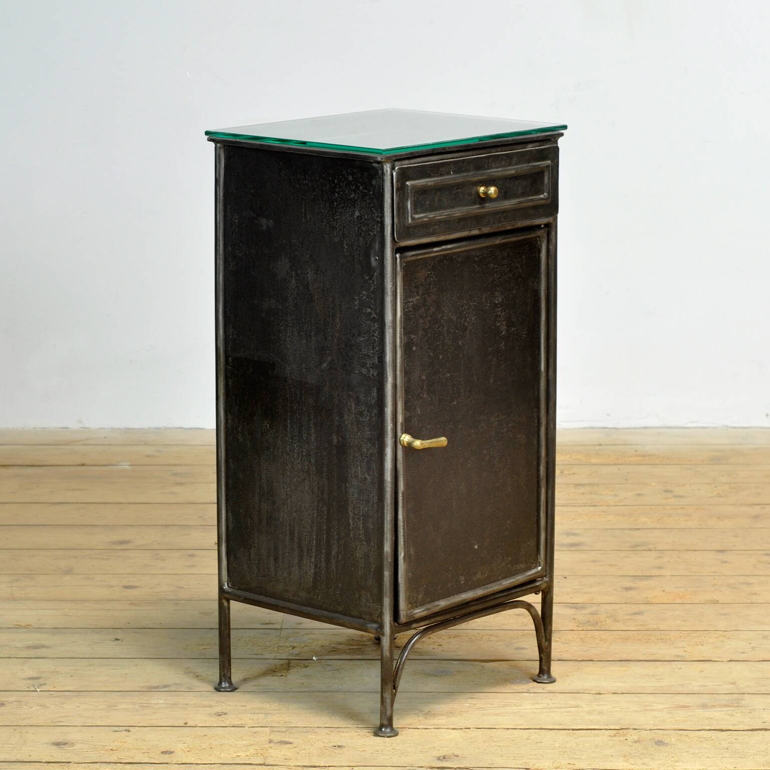 Set Iron And Glass Nightstands, 1900’s