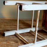 Workshop stool in vintage patinated solid wood