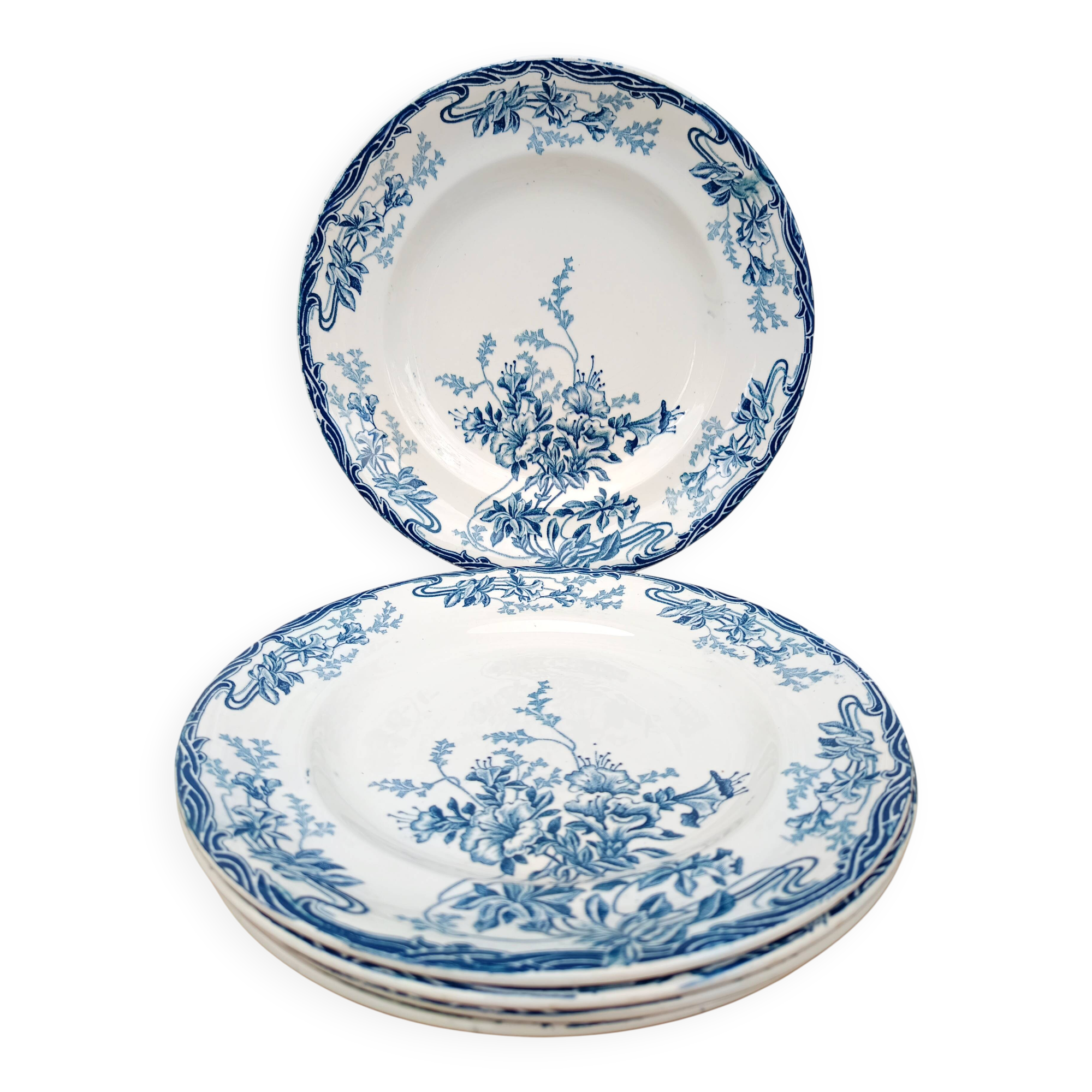 Antique flat plates, Azalées model - Longwy