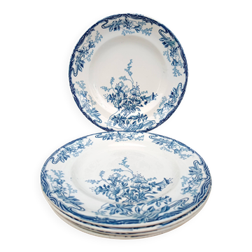 Assiettes plates anciennes modèle Azalées - Longwy
