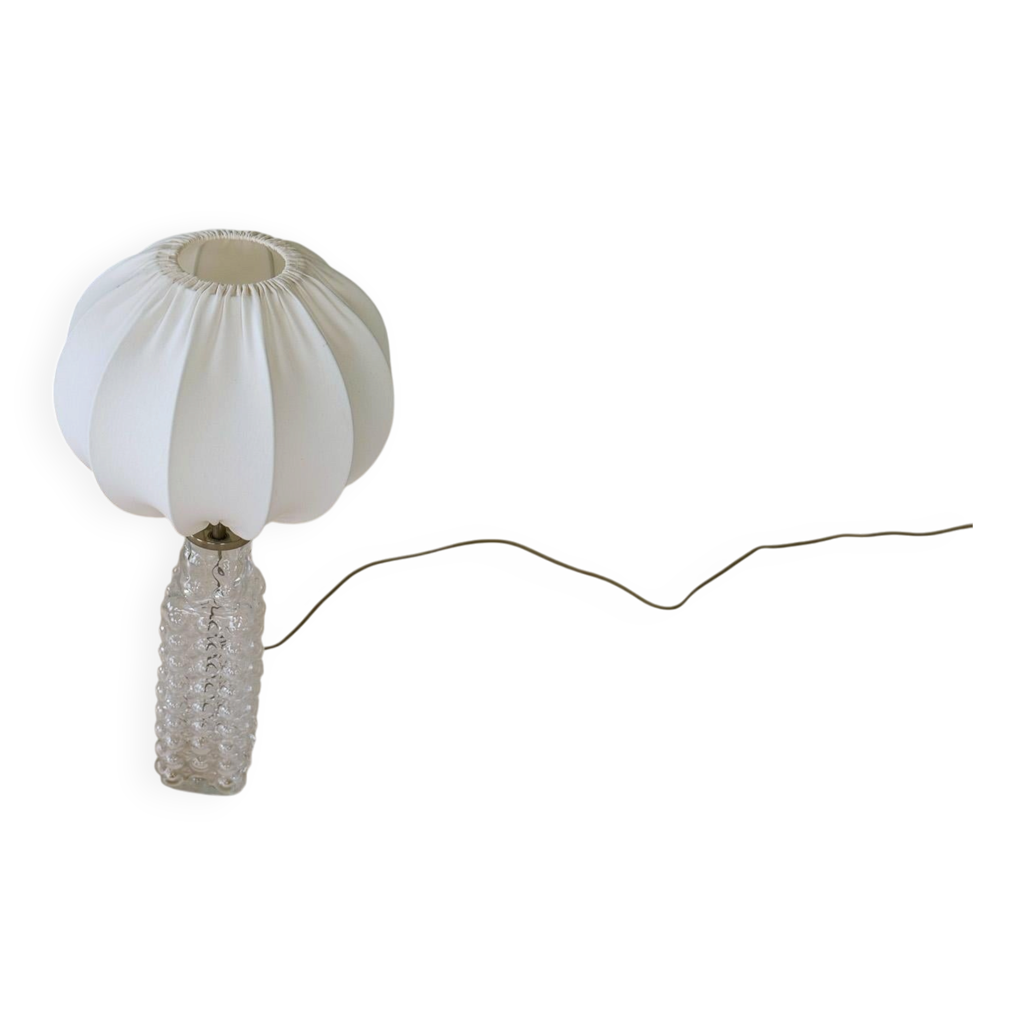 Rare mid-century modern crystal drop table lamp by Orrefors, designed by Carl Fagerlund.