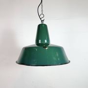 Large Industrial Green Enamel Factory Pendant Lamp, 1960s