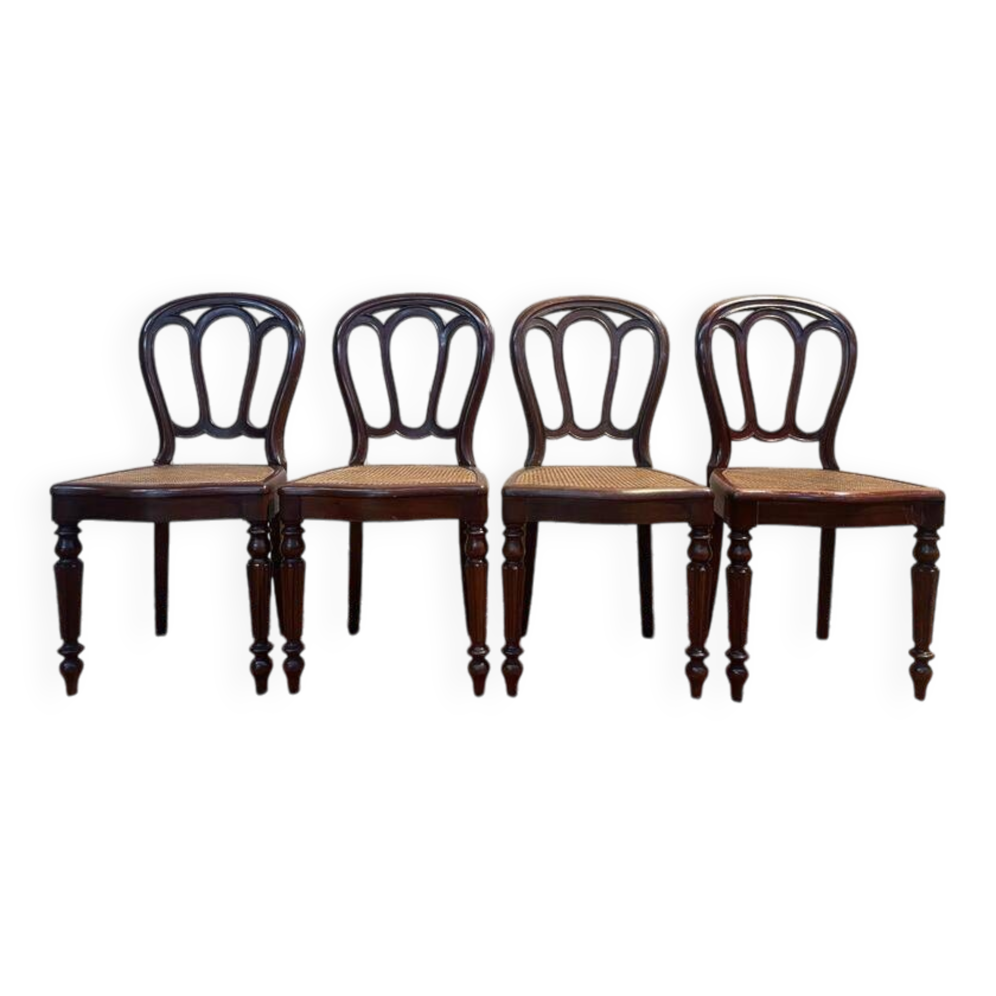 Set of 4 Louis Philippe caned chairs